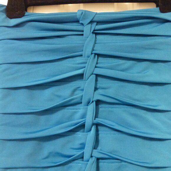 BEBE Blue twist detail ruched strapless tube dress - Picture 2 of 8